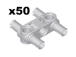 Technic, Pin Connector Perpendicular 3L with 4 Pins, Light Bluish Gray (48989 / 4225033 / 6282158)