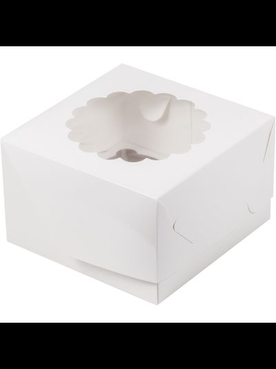 Коробка на 4 капкейка с окном (белая), 160*160*100мм