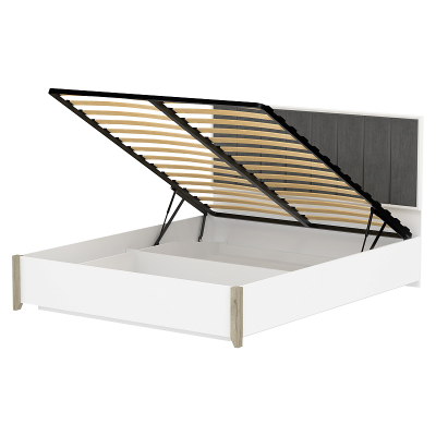 Спальня AURELIO (АУРЕЛИО) - AURELIO 307 Кровать Люкс с подъемным механизмом (1600) Белый-Блеквуд Сат