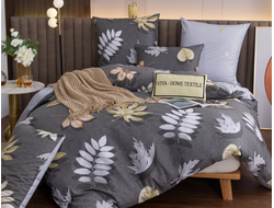 Комплект постельного белья Делюкс Сатин рисунок Кленовые листья L451 (1.5 спальный, двуспальный, Евро, семейный)