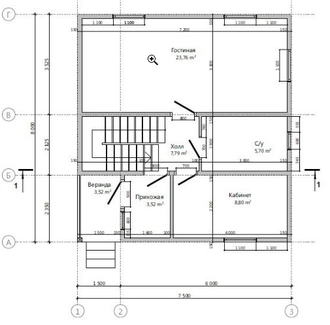 Одноэтажный каркасный дом с мансардой с тремя спальнями 105м² (SK13)