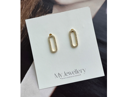 Серьги овальной формы с цирконами