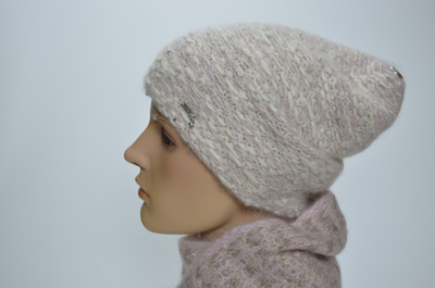 Розовая шапка бини и шарф Италия Вицио 1327