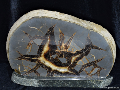 Септария - полированный спил на подставке из камня 310*100*240мм