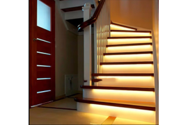 Установка подсветки ступеней лестницы Казань.