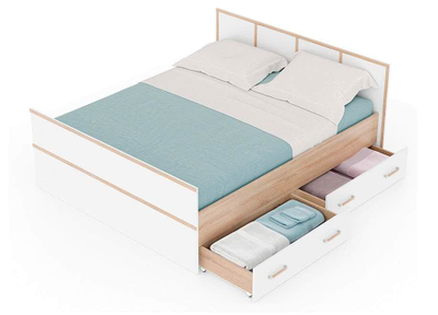 Сакура Кровать 1,6м LIGHT Дуб сонома/белый