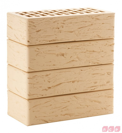 Облицовочный керамический кирпич ЛСР М150, 250х120х65 мм, бежевый Рустик