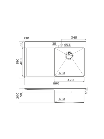 Мойка OMOIKIRI AKISAME 86 IN-R
