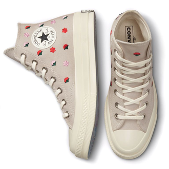 Кеды Converse Chuck Taylor 70 Floral Embroidery серые высокие с вышивкой