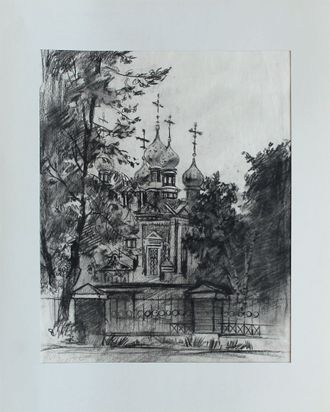 "Церковь" бумага уголь Филиппов К. 1989 год