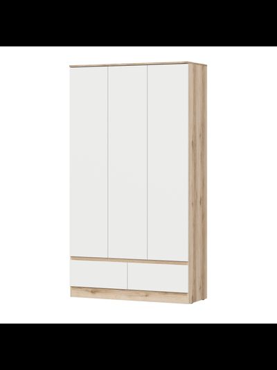 Брауни шкаф трехстворчатый (с ящиками) Дуб Делано/Белый