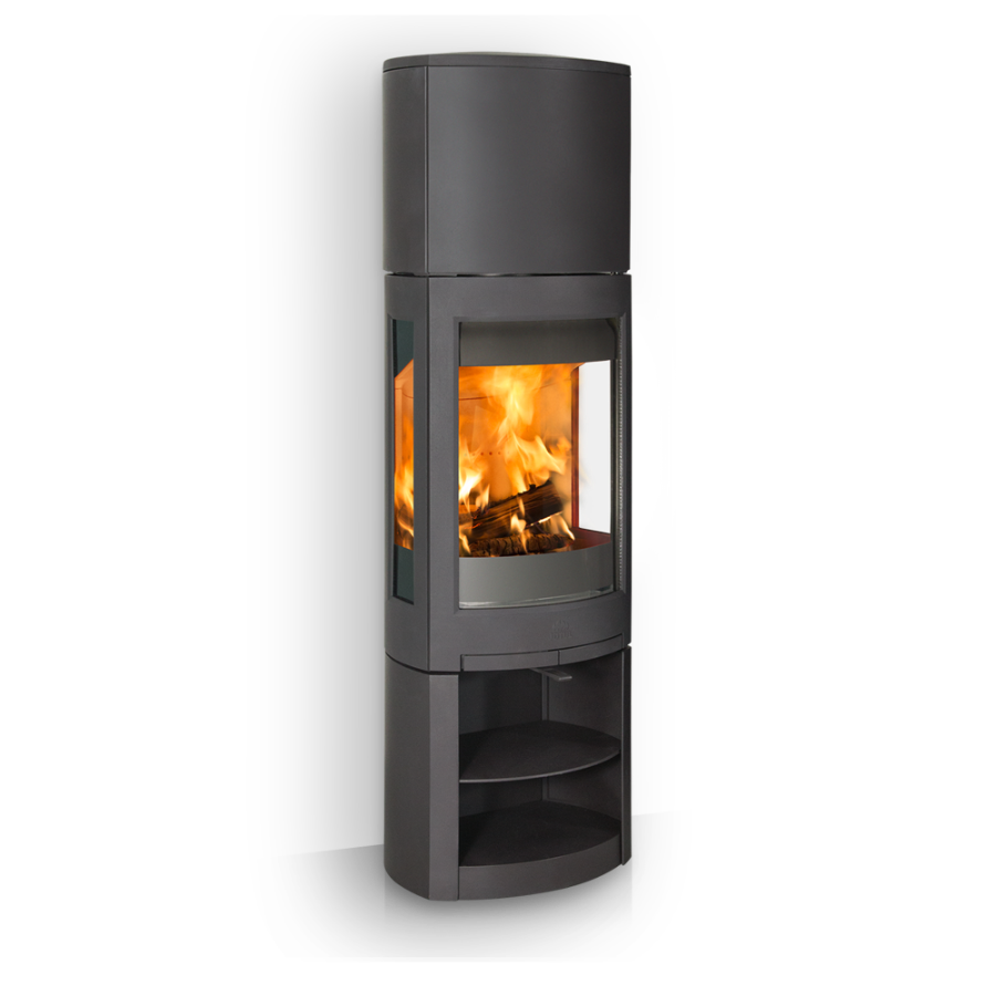 Высокая красивая чугунная печь с тремя стёклами Jotul F371 Advance HT