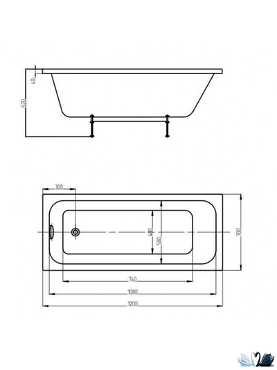 Ванна Aquatek Мия 120x70 см MIY120-0000001, акриловая, прямоугольной формы