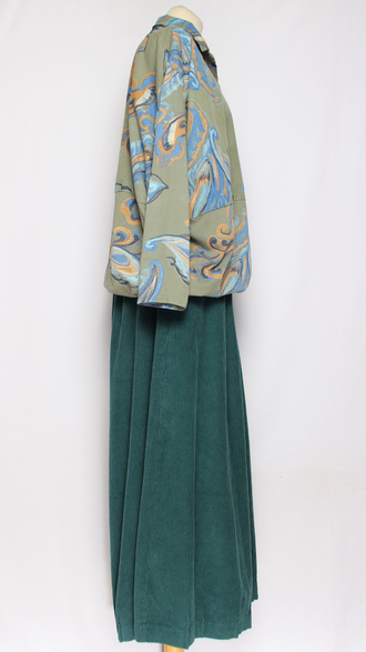 Рубашка вельветовая "Цветная с трикотажем " оливковая