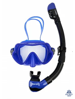 Маска с трубкой Sargan "БАТТЕРФЛЯЙ-М" черно-ярко синий