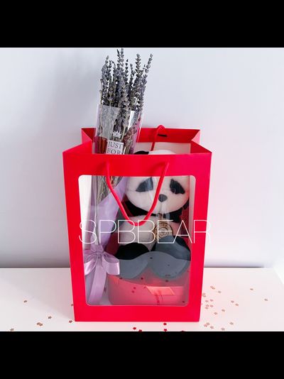 Подарочный набор №19 - Плюшевая панда, Лаванда, Киндер бокс средний
