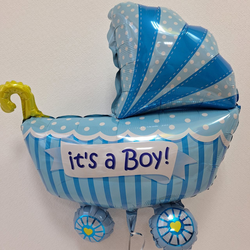 Воздушный шар фольгированный "Коляска. Это мальчик"  (Испания) 97 см.