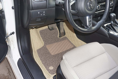 Коврики Премиум 3D бежевая экокожа и бежевая отстрочка