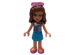 Friends Olivia Nougat - Dark Azure Skirt, Dark Azure and Bright Pink Top, Dark Pink Shoes, Sunglasses, n/a (frnd380)