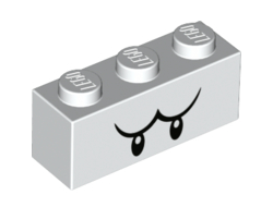 Brick 1 x 3 with Black Eyes and Eyebrows Pattern Super Mario Boo Upper Face, White (3622pb123 / 6309106)