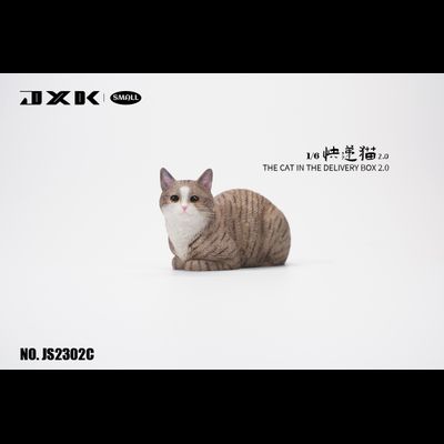 Котик в коробке (серый) - Коллекционная ФИГУРКА 1/6 scale The Cat In The Delivery Box 2.0 (JS2302C) - JXK