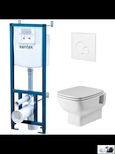 ПЭК Santek Нео 1.WH50.1.758 - Инсталляция, прямоугольный безободковый унитаз, белая кнопка у Marysя
