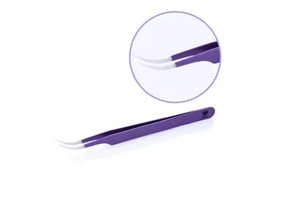 Lovely Пинцет для наращивания ресниц цветной Lavender Line изогнутый