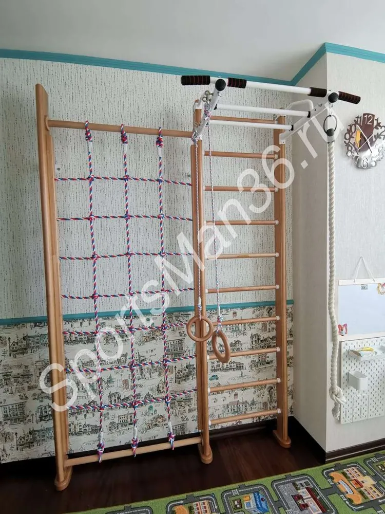 СПОРТИВНЫЙ КОМПЛЕКС KARUSSELL ARNOLD, цвет дерева - антик, цвет металла - белый