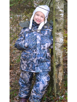 Детский камуфляжный костюм зимний &quot;Восторг&quot;: куртка, п/к цв. серая сетка