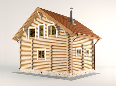 Гостевой дом с тремя комнатами и баней из бревна ДБ-17, площадь 91 м2