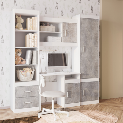 Кровать детская Паскаль белый/цемент светлый