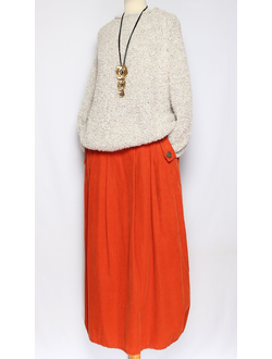 ЮБКА "Вельвет карманы клапаны" терракотовая до р.54