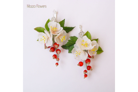 Серьги "Яблоня и красная смородина".