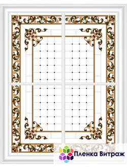 Пленка самоклеющая на потолок , розы витражная пленка, пленочный витраж с классическим рисунком