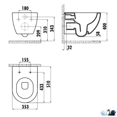 Унитаз Creavit Free FE322-11AM00E-0000 с сиденьем микролифт, Antrasit, подвесной безободковый, графит, матовый