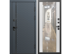 Дверь входная Simple графит с панелью белое зеркало