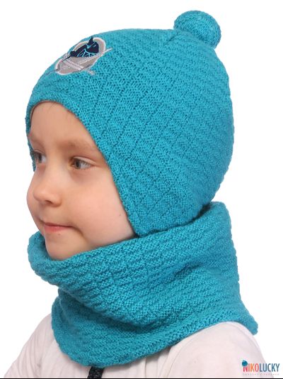 Снуд детский двойной, цвет бирюзовый