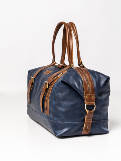 Кожаная дорожная сумка Campora Premium dark blue (арт. 
4019-54)
