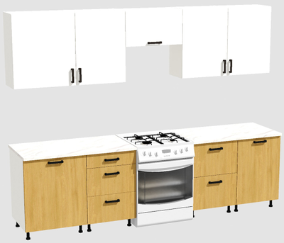 Кухня Эконом 2,1 метра (600х450х600х450) Цвет: Белый/Дуб Сонома