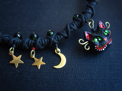 Короткое колье "Нечеширрр", украшение в стиле фэнтези (по мотивам "Алисы в Стране Чудес")