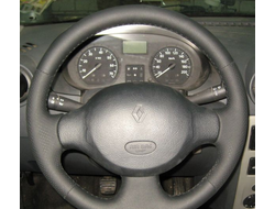 Кожаная накладка на руль Renault Logan I (LS) (2004-2009), Renault Clio II (B/C/B0/1) (1998-2001), Dacia Logan I (SD) (2004-2012), черная