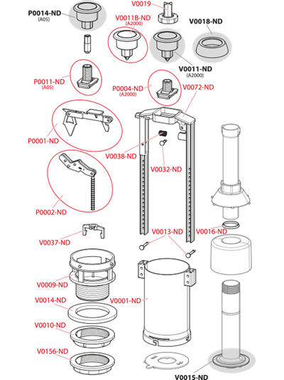 Сливной механизм AlcaPlast со стоп-кнопкой A2000-CHROM