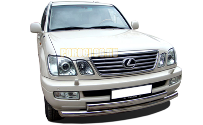 Защита переднего бампера (радиус) двойная d76/75х42 (овал) для Lexus LX 470 (1998-2007)