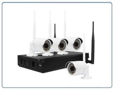 ST, комплект WiFi видеонаблюдения с 4 уличными видеокамерами Full HD, поддержка 1 HDD до 4 Тб