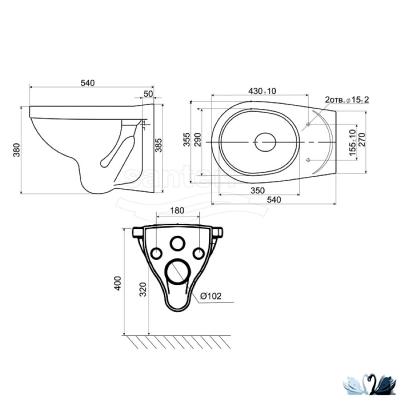 Комплект ПЭК Santeri Альфа 1.3815.9.S00.00B.2. Инсталляция с кнопкой (белая, глянец) и подвесной унитаз с сиденьем без микролифта