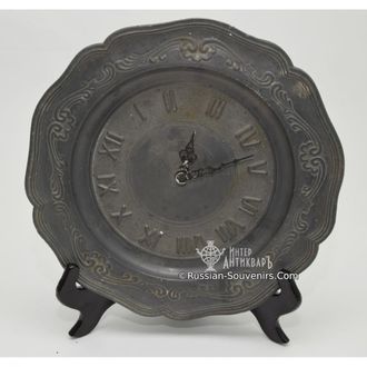 Настенные оловянные часы-тарелка (Европа XX век)