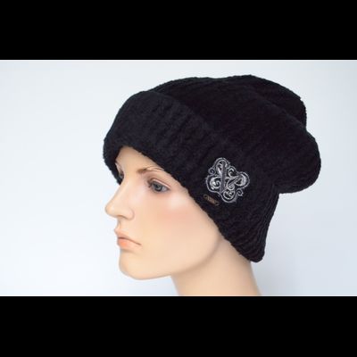 Женская шапка из кашемира с отворотом Италия Vizio 1112 CRYO черная