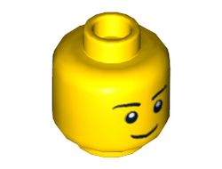 Minifigure, Head Black Eyebrows, Thin Grin, Black Eyes with White Pupils Pattern - Hollow Stud, Yellow (3626cpb0628 / 4651441)
