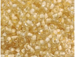 Бисер Китайский №8-131/1 прозрачный с персиковым стержнем, 50 грамм