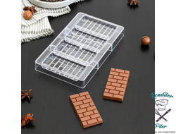 Форма для шоколада и конфет «Брикс», 4 ячеек, 20×12×2,5 см, ячейка 8,5×4,2×1 см